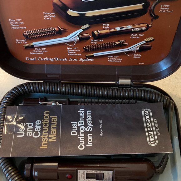 Vidal Sassoon Dual Curling Brush Iron System in Case VIntage Model NOS main image 8